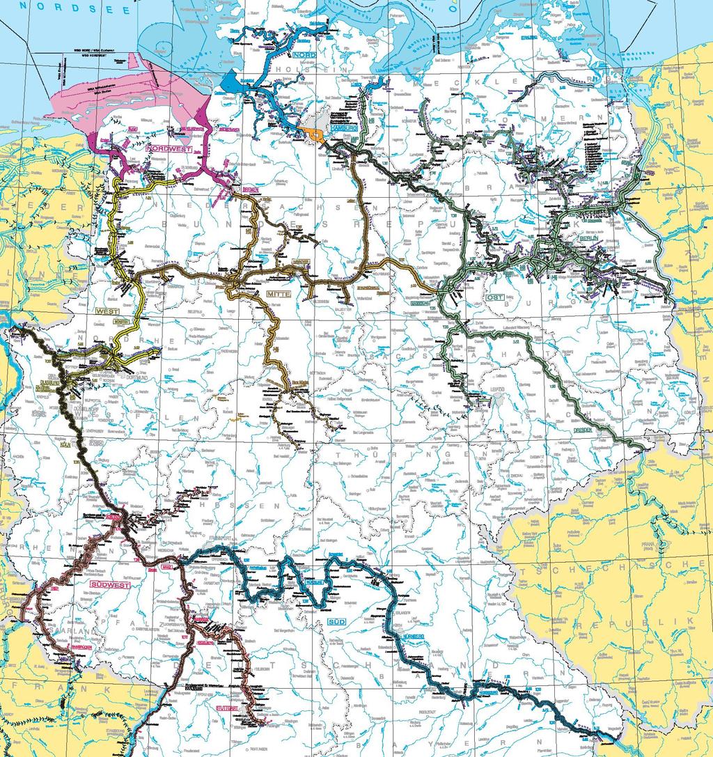 1D-models of German waterways (free-flowing, morphologically active) Elbe: Rhine: Elbe IffezheimLobith 540 km 1014