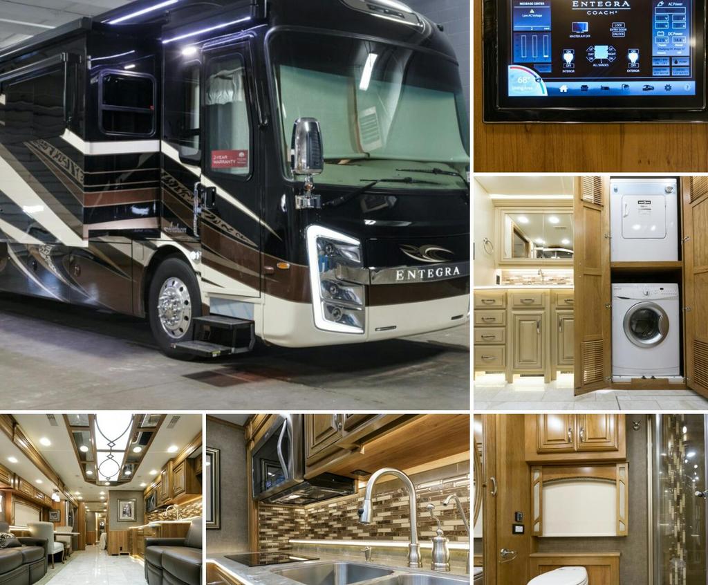 Ideal for extended tailgating, music festivals, family vacations, corporate functions and more Luxuriously appointed with heated tile floors, tile backsplash and premium leather 4 HDTVs throughout