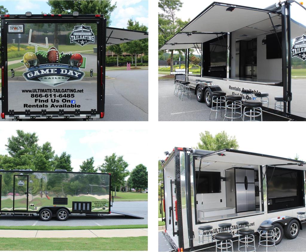 7x28 Specialty Trailer 3 entertainment windows 1 70 HDTV 2 60 HDTVs Separate His/her RV style restrooms w/sinks Interior