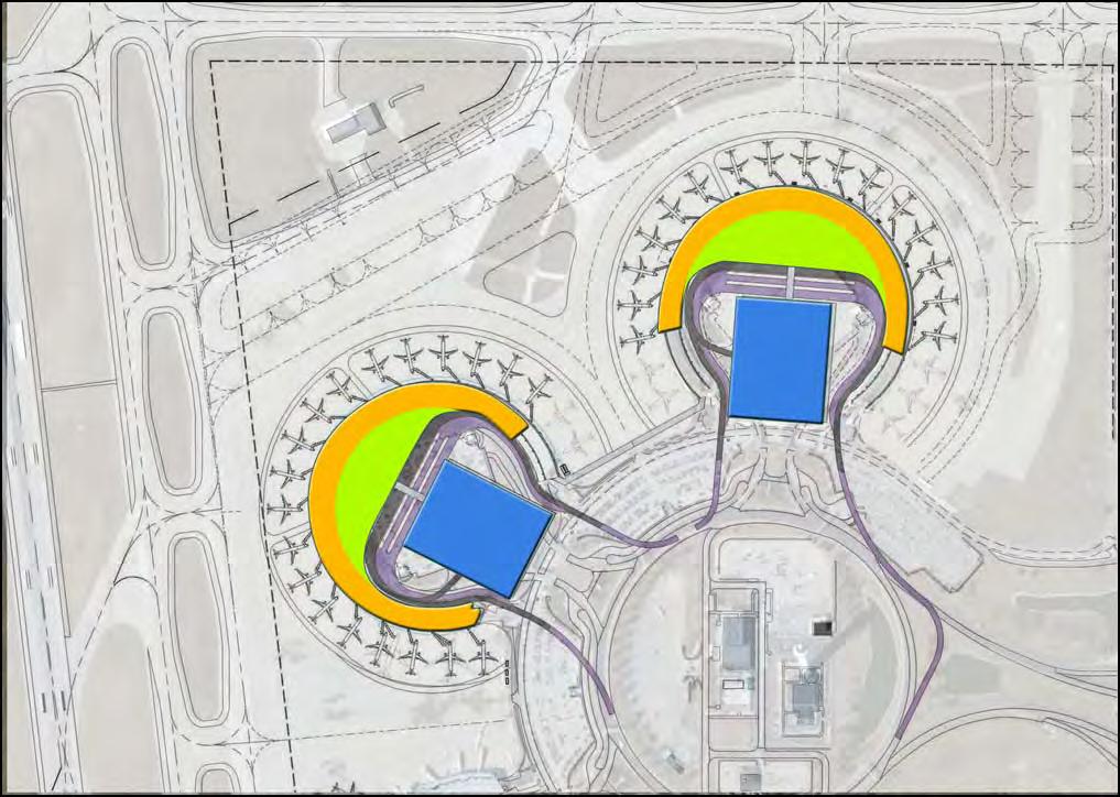 Proposed MR-A Conceptual Site Plan Major Renovation MR A Reuses existing Terminal A & B concourses Builds a new, two level central processor at both Terminals A & B