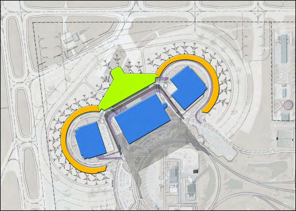 Proposed MR-B Conceptual Site Plan Major Renovation MR B LEGEND Renovated Space New Terminal Garage Reuses existing Terminal A & B concourses Builds a new, two level central