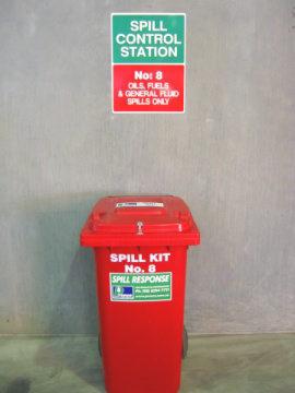 audit checks Spill Control Station wall signs, customised for the type of kit Wide