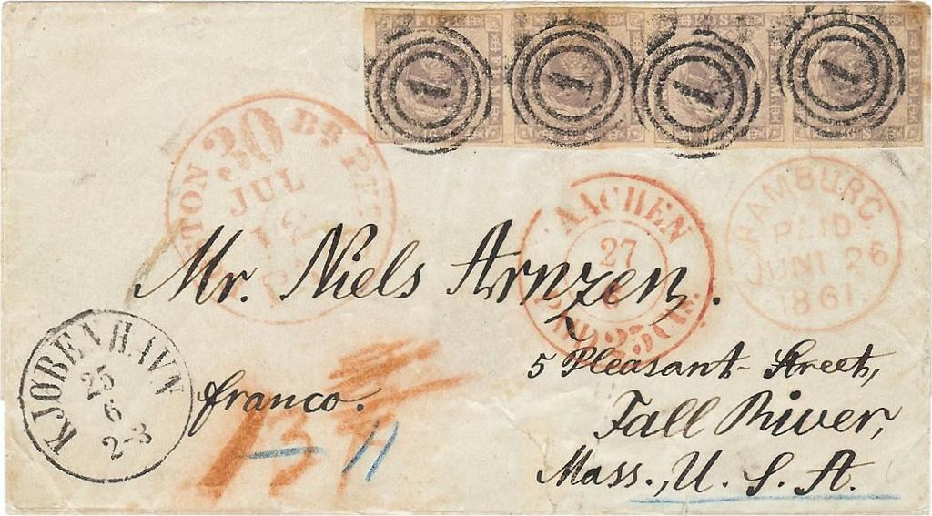 Mail to Amerika In Circular no 2 dated 19 March 1853 it was announced that the German Postal Union and USA with effect from 15 July 1854 had agreed on a postal convention.