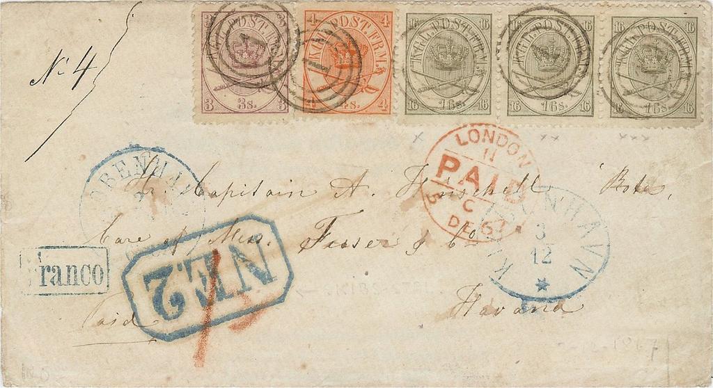 Mail to CUBA In the Postal Convention between Denmark and Great Britain dated 29.