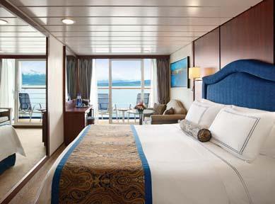 VERANDA STATEROOMS: B1 B2 216 square feet Private teak veranda Spacious seating area with sofa and breakfast table DELUXE OCEAN VIEW STATEROOMS: C1 C2 165 square feet Full-size window Comfortable