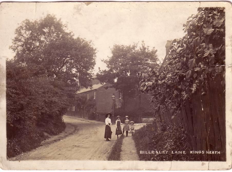 Looking up Billesley Lane towards Springfield Road from the junction with Clarence Road, around 1910.