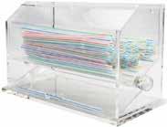 Acrylic Straw DiSPenser ACSD-712 10-3/4" x 4-3/4" x 7" Each 6 Plastic Straw DiSPenser Break-resistant polycarbonate holder with stainless steel pull-up dispenser feature Capacity 100