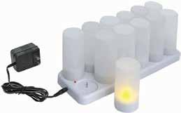 flickering light Each tealight has an on/off switch on the bottom Includes linkable base, adapter and NiMH battery CLR-6S 6-pc set 5-7/8"L x 3-7/8"W x Set 20 3-13/16"H CLR-12S 12-pc