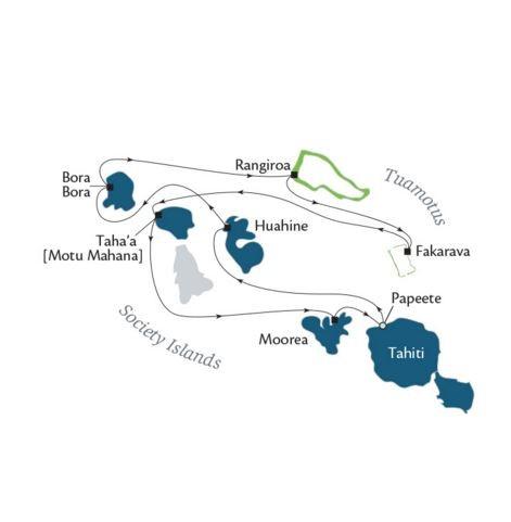 7:00 am 12:00 pm Oct 21 Bora Bora, Society Islands 4:00 pm 4:00 pm 5:30 pm Oct 22 Rangiroa, Tuamotus 12:00 pm 5:30 pm Oct 23 Fakarava, Tuamotus Islands 8:00 am 5:30 pm Oct 24 At Sea 8:00 am 12:00 pm