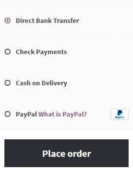 WooCommerce nudi na korištenje [28] 4 osnovna načina plaćanja koja dolaze sa sustavom a to su: Direct bank transfer, Check payments, Cash on delivery i PayPal.