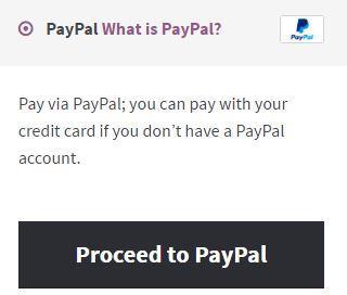 Slika 47. Odabir PayPal način plaćanja i gumb za preusmjeravanje na zastićenu PayPalovu stranicu za daljnji nastavak transakcije.