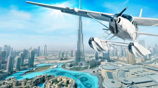 SKY & SEA ESCAPADES Dubai Seaplane Adventures Yellow Boat Helicopter Adventure Balloon Flight with Falconry Take your UAE sightseeing adventure to greater heights literally!