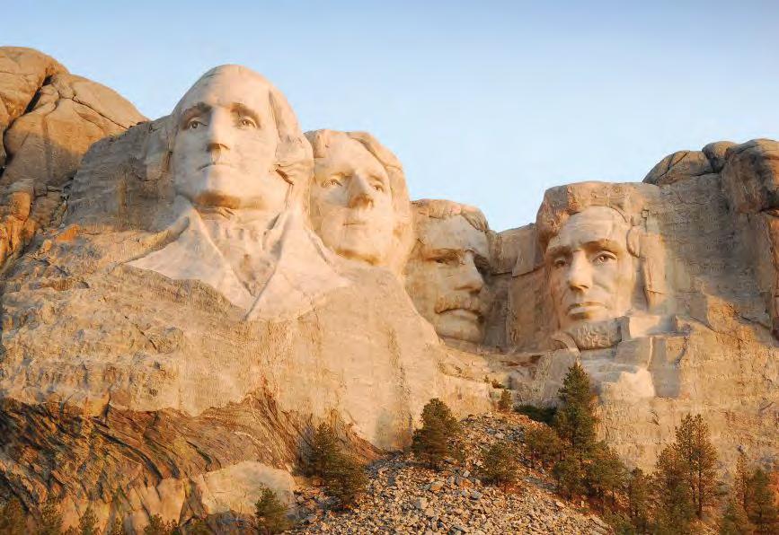 MOUNT RUSHMORE NATIONAL MEMORIAL Known as America s Shrine of Democracy, the 60-foot (18 m) tall faces of four great American Presidents is a tribute to the creation, expansion, preservation and