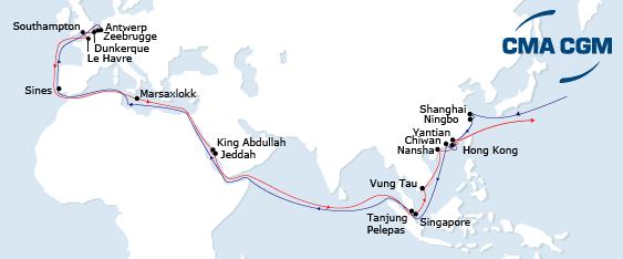 New 2014 CMA CGM ASIA - NORTH EUROPE Services FAL1 FAL2 FAL3 FAL5 FAL6 FAL7 FAL8 FAL9 FAL2 Westbound Short transit time from Central and South Complete coverage of the Pearl River Delta with calls in