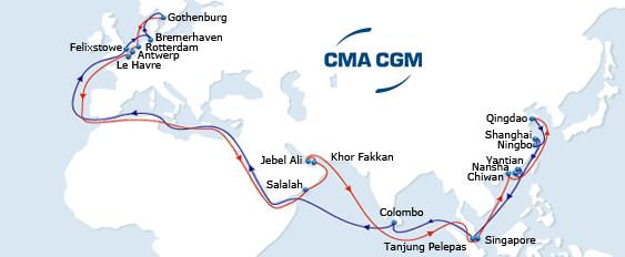 New 2014 CMA CGM ASIA - NORTH EUROPE Services FAL1 FAL2 FAL3 FAL5 FAL6 FAL7 FAL8 FAL9 FAL8 Westbound Optimum Chinese market coverage from North to South West Pearl River Delta coverage with direct