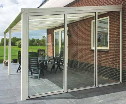 glass walls and other products such as sun screens 8mm or 10mm toughened glass, depending on size Non locking system Idro Veranda with