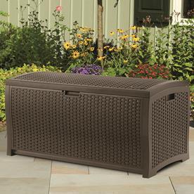 RESIN WICKER DECK BOX (DBW7300) 73 gallon capacity Contemporary wicker design brings style to any outdoor setting Padlock ready latch (padlock not included) 5 minute, tool-free assembly Ideal for