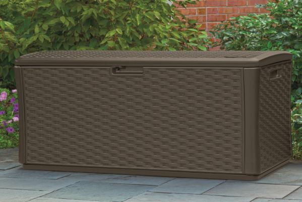 Great for storing furniture cushions and outdoor accessories Latching lockable lid, with piston closure Assembled size: 4 9 ½ W x 2 4 ½ D x 2 1 ¾ H BMDB13400 UPC: 0-44365-01900-0 Carton Dimensions: