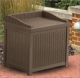 STORAGE CUBE (BMDB60) 60 gallon capacity Durable, double-wall resin construction Contemporary wicker design and cube shape bring style to any outdoor setting Gas shock makes it easier to lift lid and