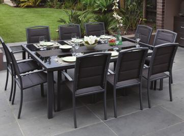 ( / Charcoal) HX20090GRAN ( / Charcoal) Aluminium frame with charcoal poly pro polywood top Six chairs 58 x 63 x 89cm with 5cm