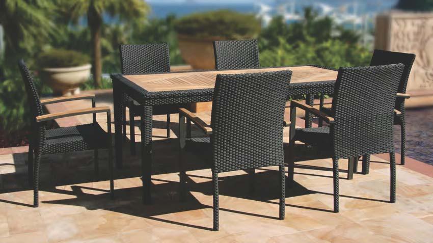 /Wood Outdoor Table with Chair /Wood Kyra Dining Table 72 x 36 x