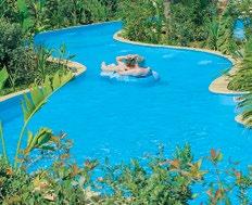 Blue Lagoon The Lagoon Pool is an exotic free-form lagoon type measured at 1200m 2 that is surrounded by tropical palm trees, rock art formations with large waterfalls, bridges and