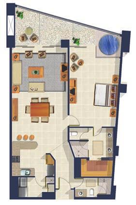 floor plans Kiva Floor Plan 1 Br, 2 Ba Condominium 1,381 sq ft With only four units per floor, your privacy is ensured.