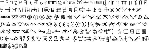 Beogradska škola meteorologije 209 Vinčansko pismo i simboli (Font created by Sorin Paliga) Symbols dating from the oldest