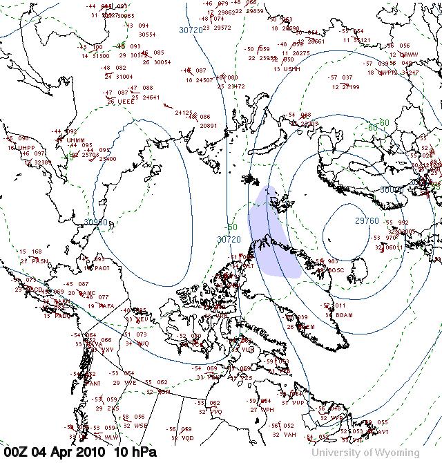 254 Heliocentrična meteorologija Северна хемисфера у 00.00 časova 4. aprila 7519.