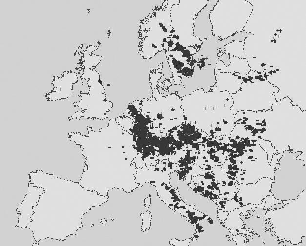 62 Heliocentrična meteorologija Munje u Evropi 2. jula 2009. godine 296147 munja u jednom danu Iznad mora nema munja Karta 1. Sa karte se vidi da iznad morskih i okeanskih površina nema munja.