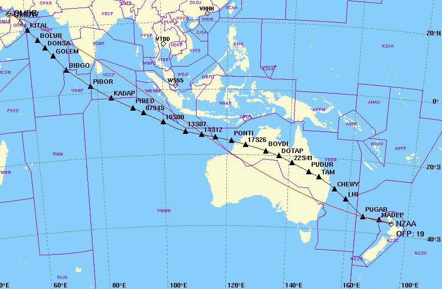 A380 AKL-DXB/02MAR16 Data Link Today Trip Time: 16:32 / Block