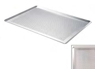 PASTRY Baking trays, baking supports and working mats Perforated baking tray - Special hard,5mm-thick aluminium Code Designation L.cm W.cm H.cm Th.mm Kg 7367.