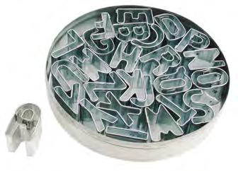 Set of decorating cutters - Alphabet (A-Z) Code Designation Ø H.cm Kg 33.00N,8 0,9 These cutters allow for cake, breads.