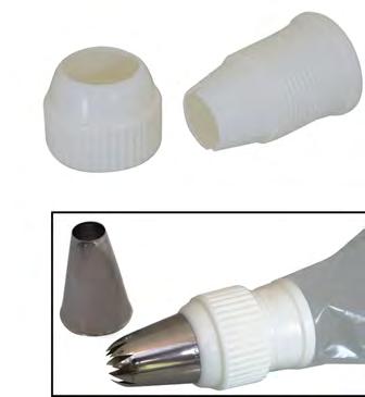 Kit for decor nozzles ø 0mm 3 0,0.3 Set of 3 adapters for the 3 sizes of nozzles ø 35/5/0 mm 0, Adapters enable to change of nozzles on the same pastry bag.