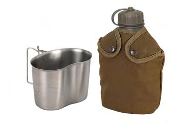 CATERING Set of water bottle + mug + cover Storage Code Designation Kg 99.0 [PU:0] 0,6 Stainless mess tin with compartments fitting together - Army model Code Designation L.cm W.cm Kg 3960.