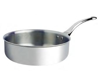 HOMOGENEOUS COOKING - Suitable for all heat sources and oven cooking. One-piece construction - Do not distort. Riveted handles made of cast stainless steel. Straight sauté-pan Code Designation Ø H.