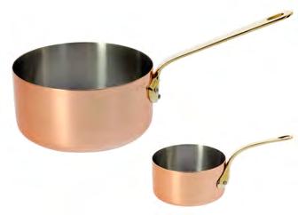 COPPER INOCUIVRE "VIP" : Copper st. steel for table top, brass handles Saucepan Code Designation Ø H.cm Liters Th.mm Kg 65.0 Set of 5 - ø-0,83 65.0 65. 65. 0 5,5 6 7,5,5 0,38 0,5 0,63 Sauté-pan without lid 65.