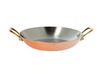 650.8 8 These frying pans in stainless-lined copper prove perfect for frying and searing using medium-power heat sources, for flambéing food, and give a perfect appearance on the