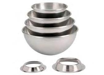 UTENSILS Various utensils PROFESSIONAL Stainless steel Thickness 0,7 mm Robustness PASTRY BOWL "CUL-DE-POULE" SATIN POLISHED INSIDE ROLLED RIM For handling without injury OPEN RIM For improved