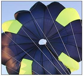 2. Raw Materials and Other Fabric Components of Parachutes Main materials used to form parachute are fabrics, webbings (tapes), cords, lines, threads, hardware, plastics, synthetics, fasteners,