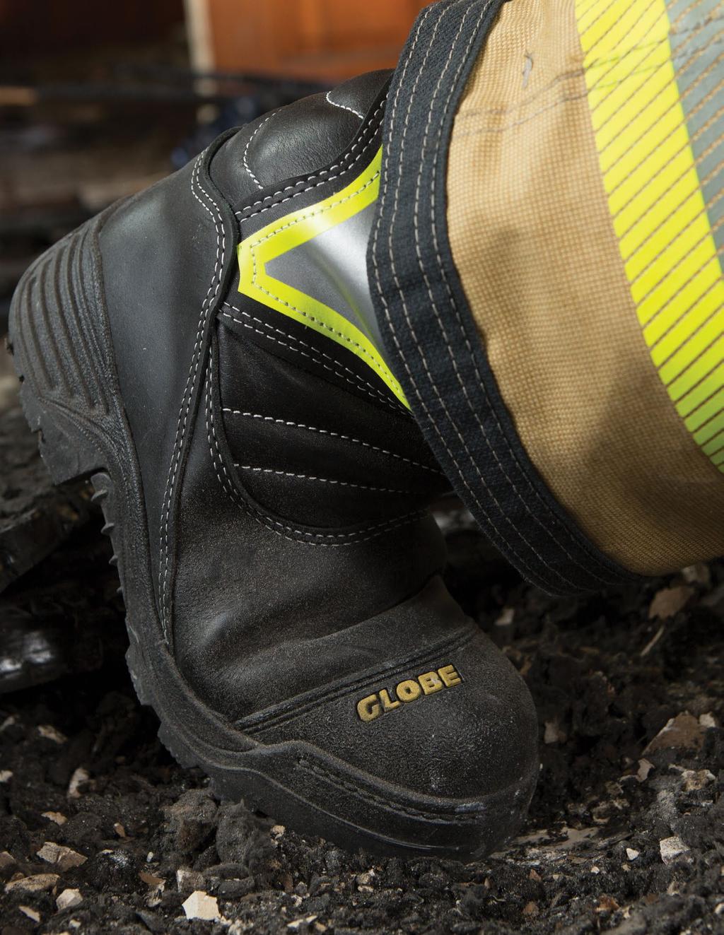 GLOBE BOOTS: FOR FIREFIGHTERS With a unique cushioned and contoured sole and athletic footwear construction, Globe boots