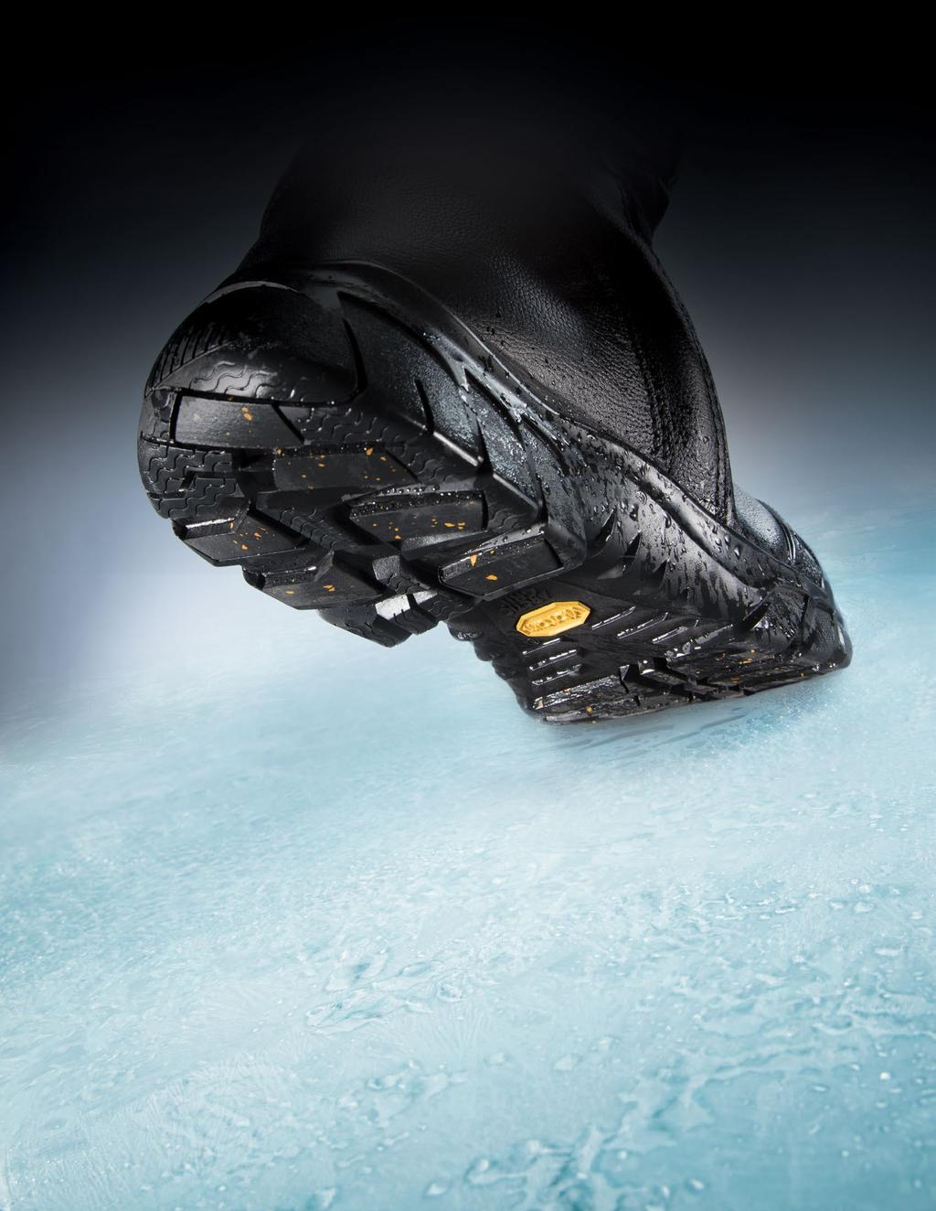 STICK IT TO WET ICE INTRODUCING VIBRAM ARCTIC GRIP PRO Deep lugs made with an advanced brush-like filler system for
