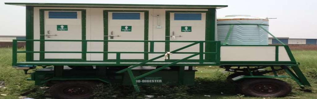 4. SIX SETER PUF PANEL MOBILE BIO TOILET Trailer mounted mobile Bio-Toilet should become complete with the perfect combination of body-shell with bio-digester tank, sturdy trailer with path-ways on
