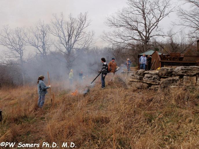 Peter Somers provided fire-control throughout the burn with a water tank and hand-held sprayer mounted on a four-wheeler as well as documenting the event through photographs.