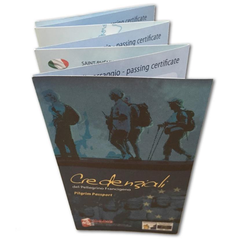 The credential is the official pilgrim s passport. It attests his passage on the Via Francigena. The credential is availabe on-line on the website www.viefrancigene.