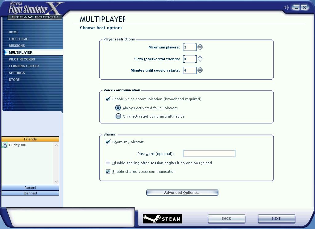 5. In this window, set up the host options as shown below.