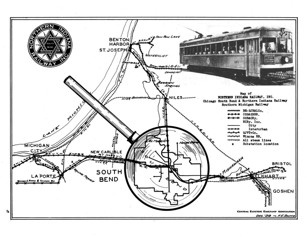 Map of BOBTBDN IBDI.dA. BAILWAT. 11"0. Chicago South!end & Borthern' Indiana RailW8.7 Southern Michigan Railwar, J"" ". BB-SJB&LCo. 'I CSS&SBRR. If " If Jf GSB&CRy. NIRy. Inc.