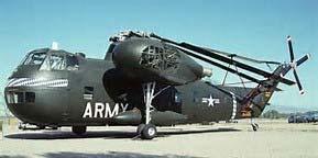 com Clue #2: This helo was also the last heavy lift helicopter to use piston driven engines. Future helicopters switched to the more reliable and power efficient turbine engines.
