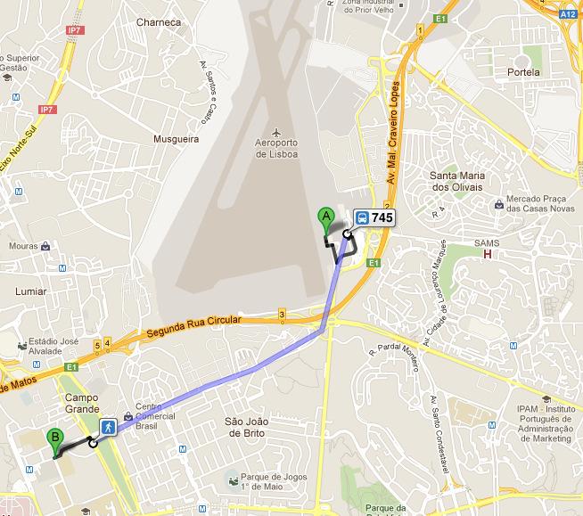 2.1 From Airport to IEUL by Bus: Map 2.