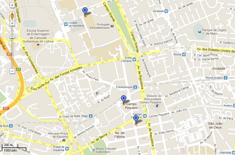 1 By Metro You can catch the metro in station Campo Pequeno (Yellow Line) to the station Cidade Universitária where you can find IEUL (See maps 5,